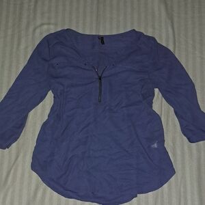 Maurices Deep Blue Zipper 3/4 Sleeve Blouse Like New
